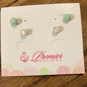 White and turquoise earrings